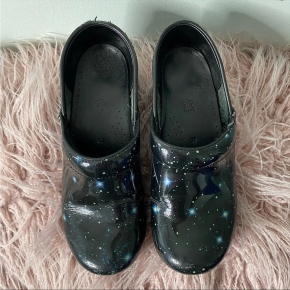 Dansko Black Galaxy Clogs - Picture 1 of 7